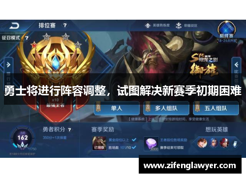 勇士将进行阵容调整，试图解决新赛季初期困难